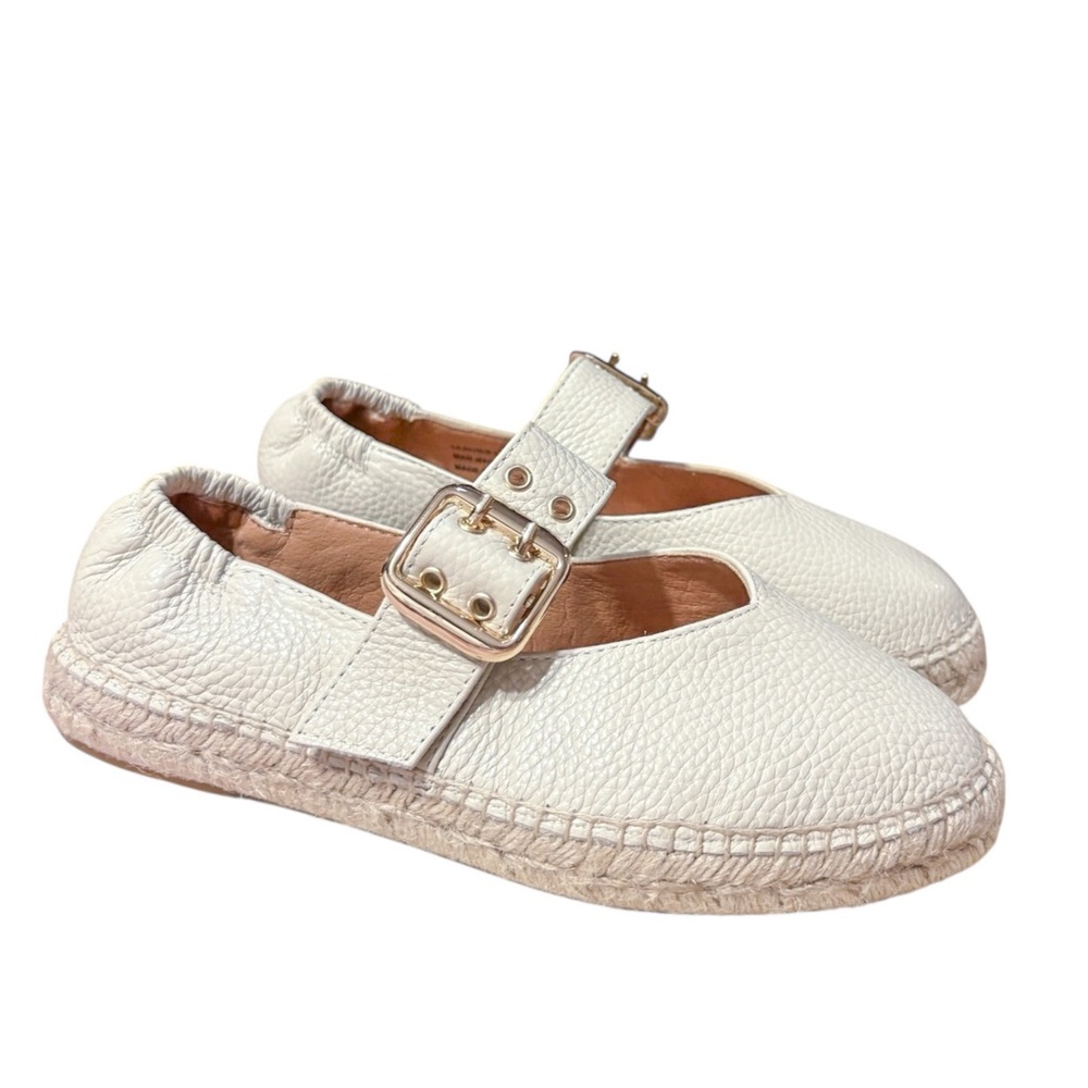 Jutelia Espadrille Mary Jane Leather Flats
